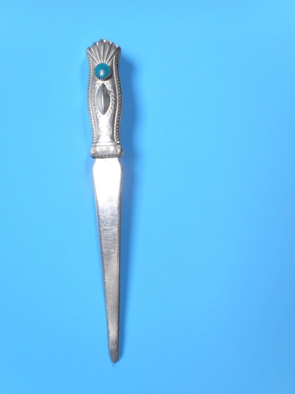 VTG Native American Navajo Letter Opener Sterling Silver Turquoise Stone RARE